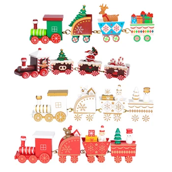 4 Ks Vánoční dřevěný Vlak mini Vánoční vláček Dřevěný Vlak Model vozidla hračky pro děti Nový Rok Vánoční Dekorace Dárek
