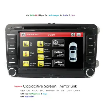 Hizpo Auto Multimediální přehrávač automotivo GPS Autoradio 2 Din Pro Skoda/Octavia/Superb/Yeti/VW/Seat auto dvd přehrávač