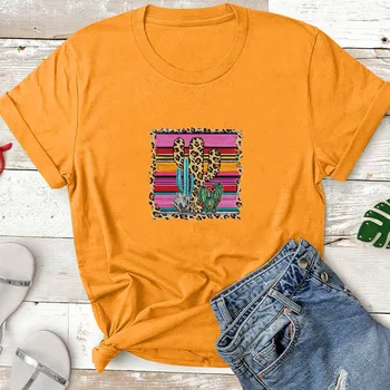 Kaktus Tričko Graphic Vtipné Letní Tričko Women Top Móda Krátký Rukáv O krku Bavlněné Tričko Ženy Loose Casual Tee Shirt Femme