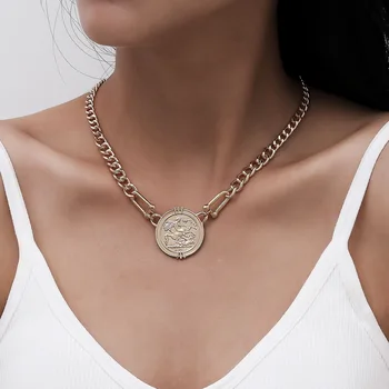 Hot prodej módní šperky s jednoduchým retro osobnosti módní single-vrstva slitiny náhrdelník portrét ženské náhrdelník s přívěskem