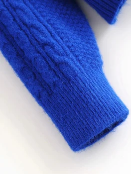 Módní ženy krátké knitwearts 2020 podzim o krk, dámy pleteniny casual ženské měkké bavlněné svetry blue štíhlé dívky pletené košile