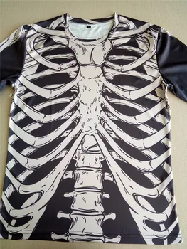 Legrační 3D Skeleton T Shirt Černá Bílá Karneval Halloween Cosplay Topy Dlouhý Rukáv Slim Tisk Košile pro Muže, Ženy, Unisex Oblečení