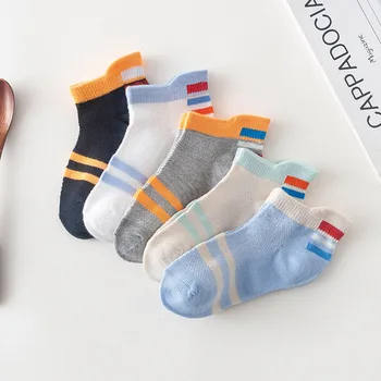 5 Pair=10ks/lot Dětské Ponožky Pruhované Pevné Jaro Léto Ok Bavlněné Ponožky pro Dívky, Děti, Chlapci, Děti, Ponožky, Do Školy, Sport