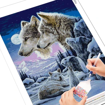 EverShine Diamond Malování Zvířat Diamond Výšivka Wolf Obraz Kamínky Zimní Korálky DIY Nové Příjezdu Řemeslné