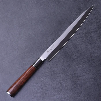 Japonské sashimi nůž Yanagiba Filetování Nože Sushi dovoz Německo 1.4116 oceli s dřevěnou rukojetí v dárkové krabičce 10
