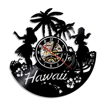 Hawaii Sun Letní Dovolená Design Party Vinyl Záznam Nástěnné Hodiny Dovolené, Zábavné Ručně Vyráběné Vintage Umění Hodiny