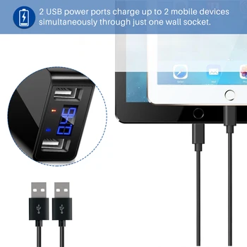 Powstro Dual USB Nabíječka LED Displej Adaptér Max 2.4 A Inteligentní Rychlé Nabíjení Mobilní Nabíječka pro iPhone pro Samsung
