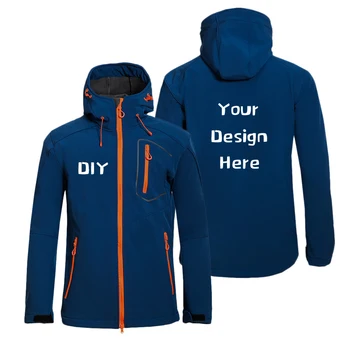 Vlastní Logo Design Tištěné Pánské Podzimní Fleece Bundy Nepromokavý Větruodolný Kabát na Zip Softshell Degisn s Kapucí Zimní Svrchní oblečení