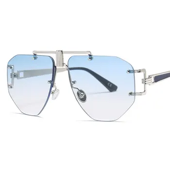 46435 Steampunk Retro sluneční Brýle bez Obrouček Ženy Muži Kovový Rám Módní Odstíny UV400 Vintage Brýle Oculos