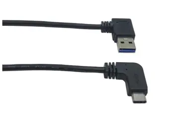 90 Stupňů USB C Kabel USB 3.0 A USB Typu C Vlevo, Vpravo Úhel Dat Sync A nabíjecí Kabel USB-C Převodník Adaptér dvojitý úhlový 1m