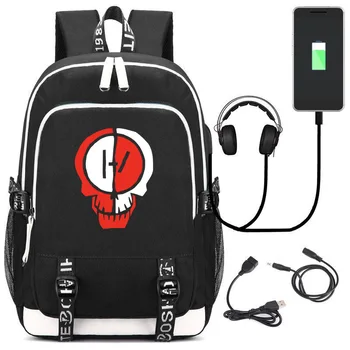 Pánské batoh USB Nabíječka Dvacet Jeden Pilot Školní Tašky pro ženy College Student Batoh Dospívající Cestování, Sport, Venkovní Bagpack