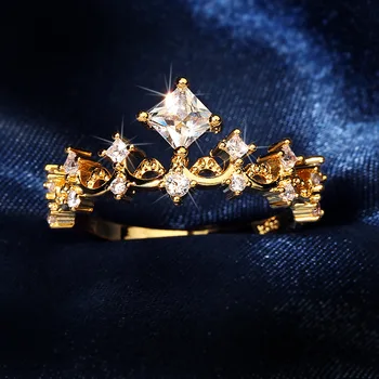 Roztomilý Zlatá Koruna s Bling Zirkon Kámen pro Ženy, Svatební Zásnubní Módní Šperky 2020