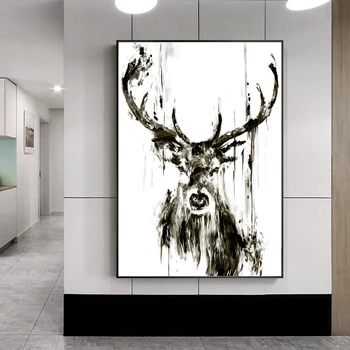 Moderní Abstraktní Zvířecí Plakáty A Tisky Wall Art Malířské Plátno Deer Obrázky Pro Obývací Pokoj Zeď Home Dekorace Bezrámové