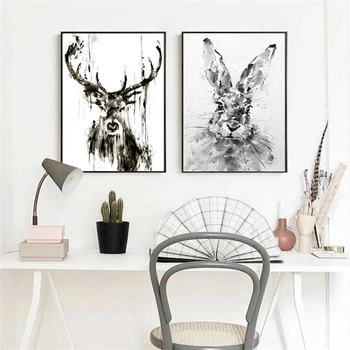 Moderní Abstraktní Zvířecí Plakáty A Tisky Wall Art Malířské Plátno Deer Obrázky Pro Obývací Pokoj Zeď Home Dekorace Bezrámové