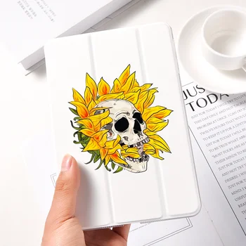 Ipad2 3 4 Bílé PU Kůže Hard Back Pouzdro Flower Skull Set Kryt Ochranný Pro rok 2020 iPad Pro 11 12.9 10.5 7.9 inch Mini 1 2 3 5