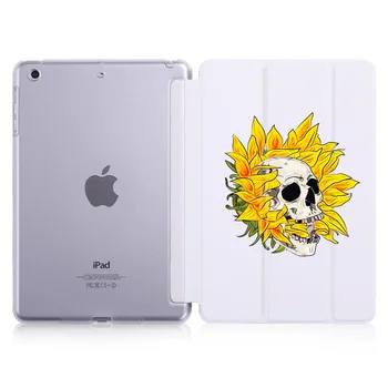 Ipad2 3 4 Bílé PU Kůže Hard Back Pouzdro Flower Skull Set Kryt Ochranný Pro rok 2020 iPad Pro 11 12.9 10.5 7.9 inch Mini 1 2 3 5
