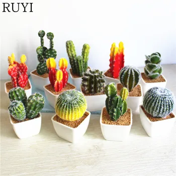 1 Sada umělý kaktus v květináčích PU rostliny s pěnou váza simulace tropické rostliny svatba dekor pro domácí kancelářský stůl dekor