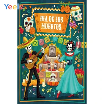 Yeele Mexický Den Mrtvých Pozadí Cukr Lebky Fotografie, Pozadí Dia DE Muertos Šaty-up Party Fiesta Vinyl Photophone