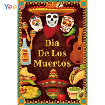 Yeele Mexický Den Mrtvých Pozadí Cukr Lebky Fotografie, Pozadí Dia DE Muertos Šaty-up Party Fiesta Vinyl Photophone