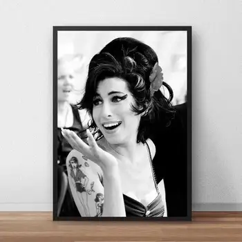 Plátno Tisků Amy Winehouse Nástěnné Malby, Umění Černé a Bílé Plakát Modulární Zpěvák Hvězda Obrázky Pro Ložnice Domácí Dekor Rámu