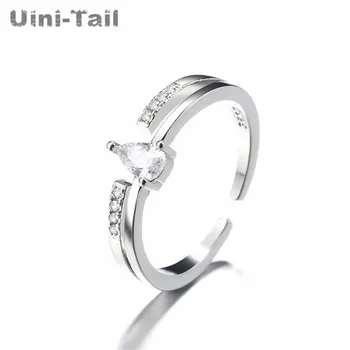 Uini-Ocas hot nové 925 sterling silver kapky vody mikro-li vložit otevření prsten módní příliv průtok nastavitelný dvojitý prsten ED439
