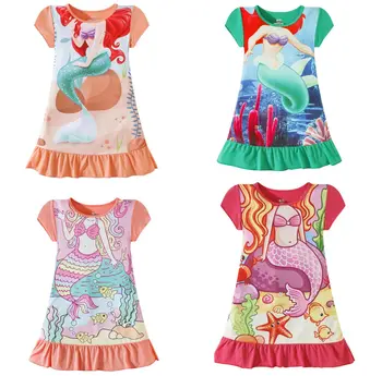 Děti Noční Košile 2019 Bavlněné Dívčí Mořská Panna Print Noční Košile Dítě, Děti, Kreslený Pyžama Pyžama Pyžama
