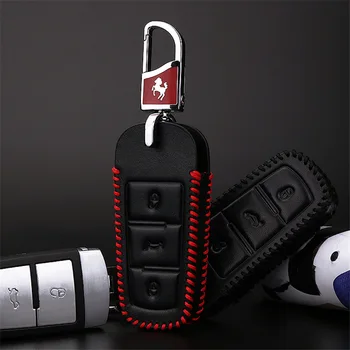 KUKAKEY Pravé Kůže Klíče od Auta Pouzdro Pro Vw Volkswagen CC Passat CC, b6, b7 Patriot S Koněm Klíč Řetězce Prsten