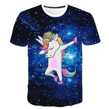 Dětské Oblečení Unicorn t shirt Girls Trička Dětské Boys Oblečení Karikatura 3D T-košile Topy Dívka Teenager Letní Krátký Rukáv