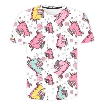 Dětské Oblečení Unicorn t shirt Girls Trička Dětské Boys Oblečení Karikatura 3D T-košile Topy Dívka Teenager Letní Krátký Rukáv