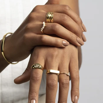 GS 925 Sterling Silver Prstenů Minimalistický Styl Anillos Zlaté Prsteny Pro Ženy Luxusní Jemné Šperky, Snubní Prsteny Bijoux Bague