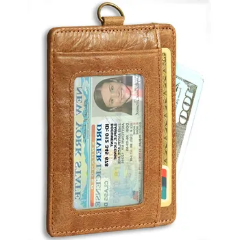 RFID ID Držitele Pravé Kůže Karty Držitele Muži Kreditní Karty Peněženka Muž Mini Slim Přední Kapsa Ženy Podnikání S Key Ring
