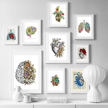 Anatomie Srdce, Mozku Abstrakt Medicína Zeď Umění Tisk Malířské Plátno Nordic Plakáty A Tisky Zeď Obrázky Pro Obývací Pokoj