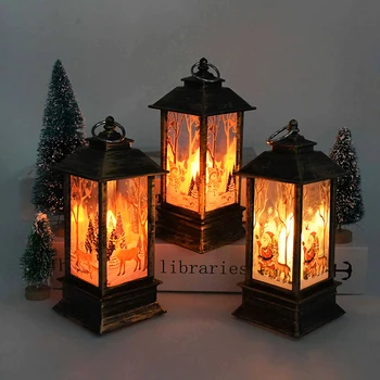 Veselé Vánoční Led Vítr Lantern Sněhulák Jelen Lampa Vánoční Strom Ozdoby Závěsné Led Svíčky Přívěsky Zahrada Dekor