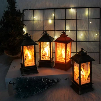 Veselé Vánoční Led Vítr Lantern Sněhulák Jelen Lampa Vánoční Strom Ozdoby Závěsné Led Svíčky Přívěsky Zahrada Dekor