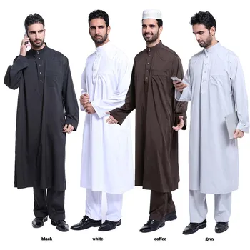 Muslimské Oblečení Arabské Oblečení Muži, Islám, Muslimské Šaty Vícebarevná Tlačítko Saúdská Thobe Formální Galabeya Abaya Pákistánské Oblečení