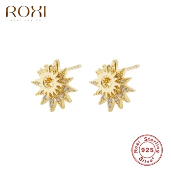 ROXI Luxusní Bílé Kameny, Slunce, Květiny Náušnice pro Ženy Neobvyklé, Malé Náušnice, Piercing, 925 Sterling Silver Šperky