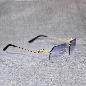 Vintage sluneční Brýle bez Obrouček Muži Leopard Styl, Nový Objektiv Tvar Ženy Odstín Jasné Galsses Rám pro Čtení, Gafas pro Venkovní 120