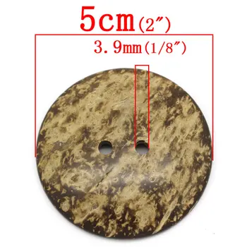 Kokosový Shell Šicí Tlačítka Scrapbooking 2 Otvory, Hnědá 50 mm(2