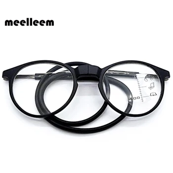 Progresivní Multifokální Brýle na Čtení Krku Visí Magnetické Předpis Presbyopie Brýle TR90 Skládací Brýle Rám