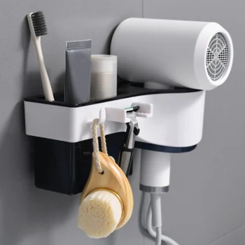 Koupelna Nástěnné Regály víceúčelový Úložný Regál s Vzduchové Potrubí Závěsu Koupelna Make-up Skladování-30