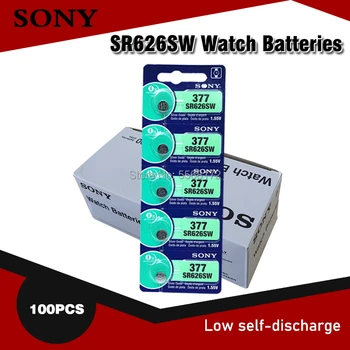 100ks Sony Originální 377 SR626SW SR626 AG4 1.55 V, Silver Oxide Hodinky Baterie SR626SW 377 Tlačítko Coin Cell MADE IN JAPAN