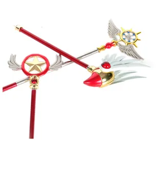 Anime Cardcaptor Sakura Star Moon Hůlka Zinkové Slitiny Prop Cosplay Zbraň Nastavitelný Gold Kreslený Obrázek Model Halloween Dárek 52cm