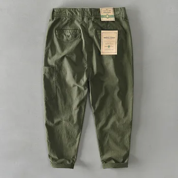 Podzimní a Zimní Nové Pánské Bavlněné Plná Barva Multi-kapsy Ležérní Vintage Kalhoty Z337