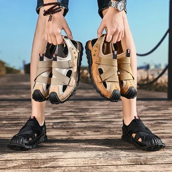 Nové Letní Muži Sandály Ležérní Beach Muži volný čas Boty Vysoce Kvalitní Pánské boty Prodyšné Římské Sandály Pánské Sandály Velikost 48