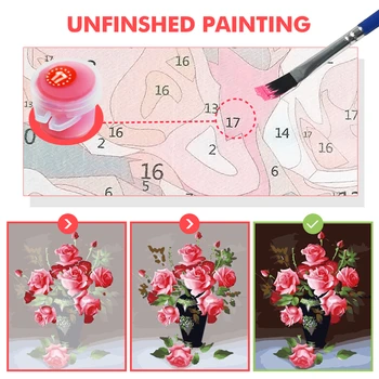 HUACAN Flower Malování Podle čísel Kit Kreslení Wall Art Ručně malované Obrázky Číslo Pro Dospělé DIY dárky Domů Dekorace