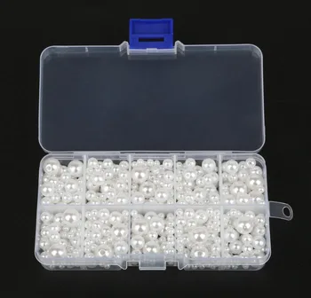 4/6/8/10mm Mix Velikost 700PCS v jedné KRABICI Kulaté Perly Imitace ABS Volné Korálky Míč DIY Náhrdelník Náramek Šperky pro Ženy