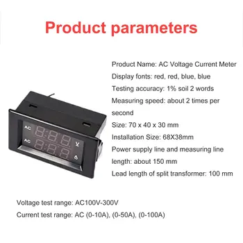 10A AC Digitální Duální LED Displej Voltmetr Ampérmetr Amp Volt Napětí, proudů Metr Tester s Vysokou Přesností