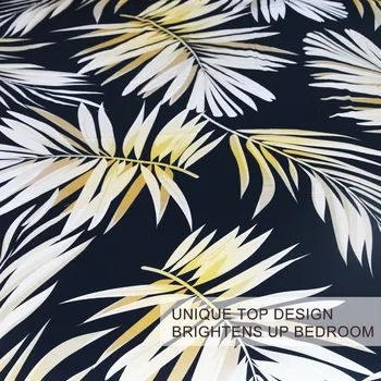 BlessLiving Palm Tree Moderní Ložní prádlo Černé Bílé Zlato Peřinu 3 Ks Elegantní a Elegantní Tropické Přehoz pro Dívky Ženy