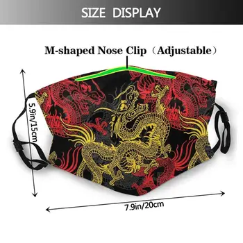 Zlatý Čínský Drak Vzor Legrační Cool Tkanina Maska Asie Japonsko Japonský Asijské Tradice Tradiční Historie Starověké