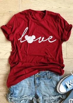 Láska Mouse T-Shirt grunge Ženy vtipné grafické Estetické letní tričko Módní Oblečení street style tee Estetické ležérní fit top